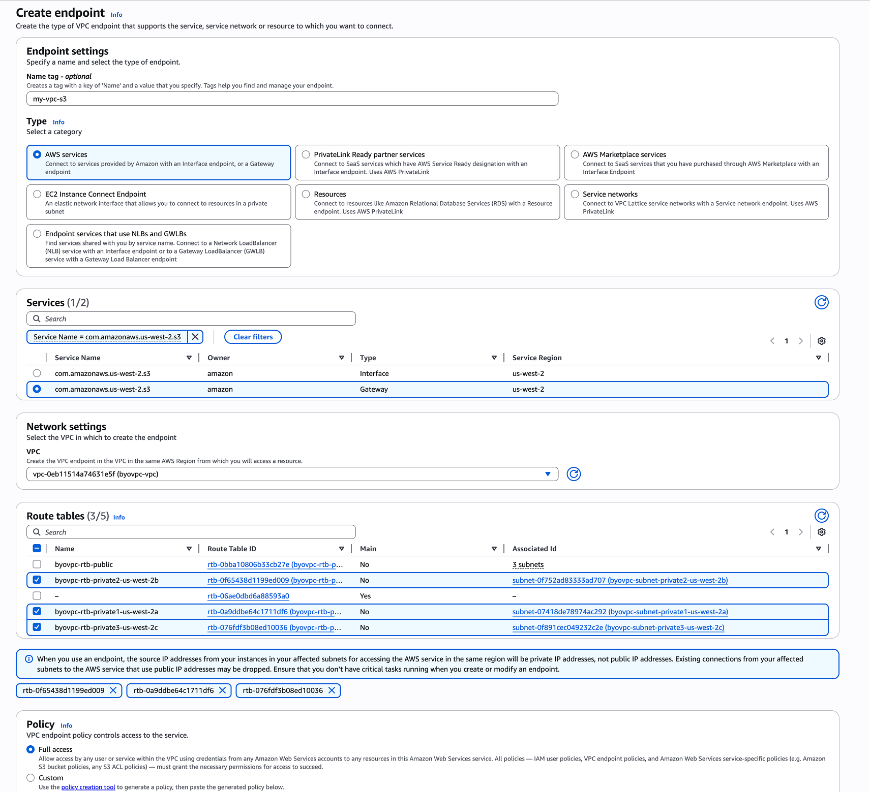BYOC S3 엔드포인트