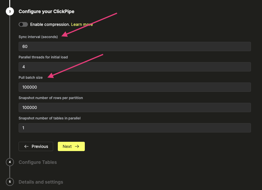 동기화 설정 생성