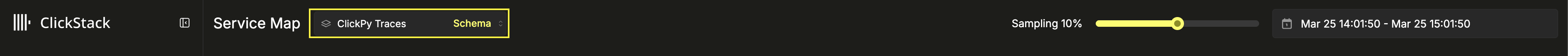 서비스 맵 도구 �모음에서 강조 표시된 소스 선택기